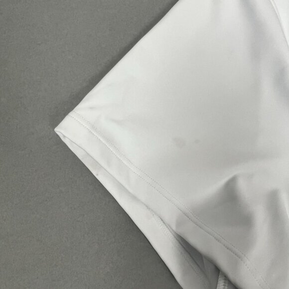 NWT Halara Tee Womens XL White Blue Cut Out Short Sleeve Cropped Barre Dance Top - Picture 5 of 13